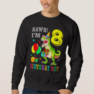 Rawr Im 8 Birthday Boy Dinosaur Birthday Party Sweatshirt