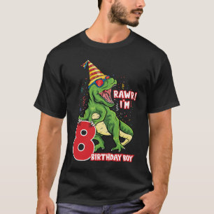 Rawr i'm 8 Birthday Boy Dinosaur Saurus T-Shirt
