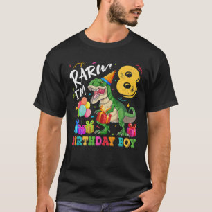 Rawr I'm 8 Birthday Boy Dinosaur T Rex 8Th Birthda T-Shirt