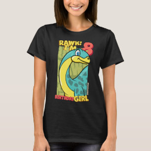Rawr I'm 8 Birthday Girls 8th Birthday Dino Apato T-Shirt