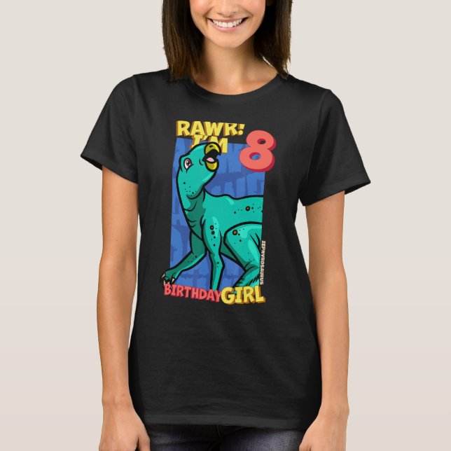 Rawr I'm 8 Birthday Girls 8th Birthday Dino Zephyr T-Shirt (Front)