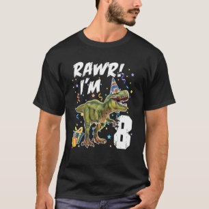Rawr I'm 8 Birthday Rex Dinosaur Party for Boys T-Shirt