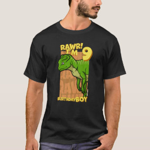 Rawr I'm 9 Birthday Boys 9th Birthday Dino Yinlong T-Shirt