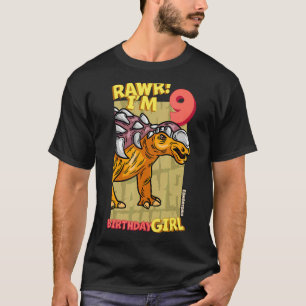 Rawr I'm 9 Birthday Girls 9th Birthday Dino Edmon T-Shirt