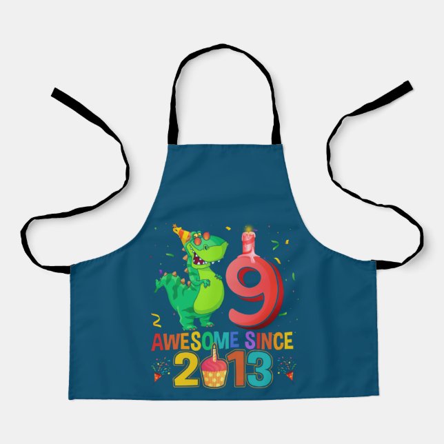 Rawr I'm 9 Kids 9 Year Old 9th Birthday Apron (Front)