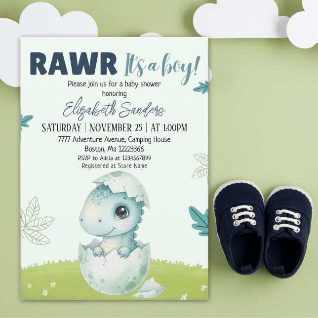 Rawr It’s a Boy Dinosaur Baby Shower Invitation (Creator Uploaded)