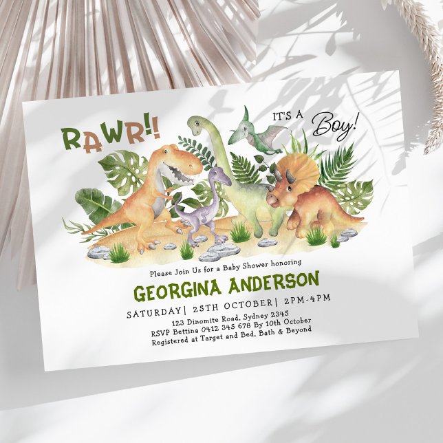 Rawr It's a Boy! Dinosaur Baby Shower Invitation (Creator Uploaded)