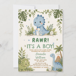Rawr It's a Boy Dinosaur Baby Shower Invitation