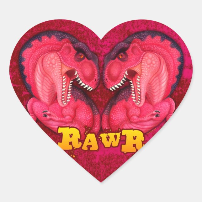 Rawr Love-a-saurus Heart Sticker (Front)