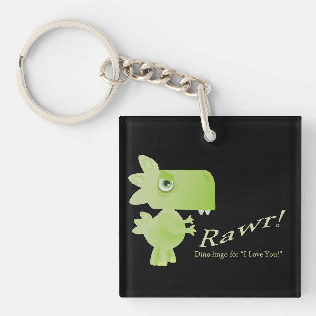 Rawr Means I Love You Dino Key Ring (Front)