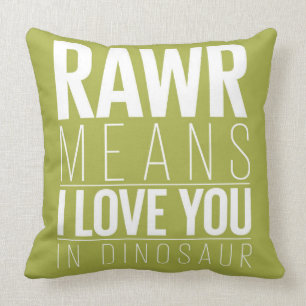 Rawr Means I love You In Dinosaur Pillow for Kids