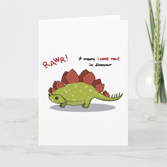 Rawr Means I love you in dinosaur Stegosaurus Card (Front)
