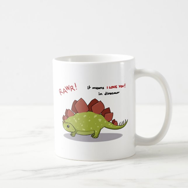 Rawr Means I love you in dinosaur Stegosaurus Coffee Mug (Right)