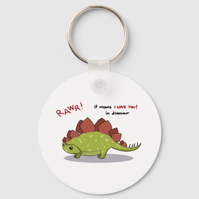 Rawr Means I love you in dinosaur Stegosaurus Key Ring (Front)