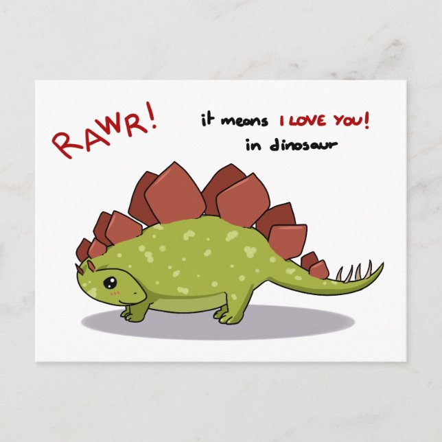 Rawr Means I love you in dinosaur Stegosaurus Postcard (Front)