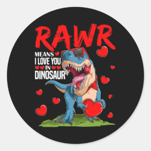 Rawr Means I Love You In Dinosaur T Rex Lover Vale Classic Round Sticker