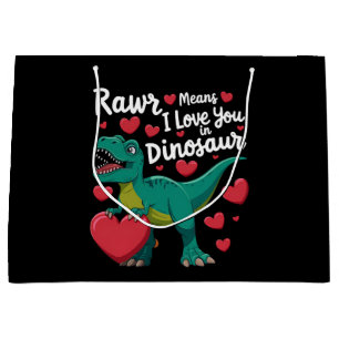 Rawr Means I Love You In Dinosaur T Rex Valentines Large Gift Bag