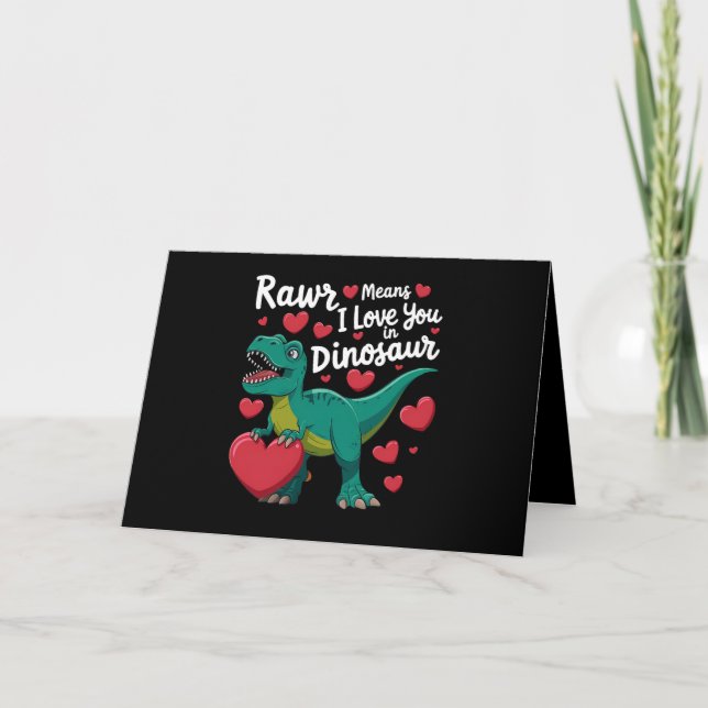 Rawr Means I Love You In Dinosaur T Rex Valentines Thank You Card (Front)