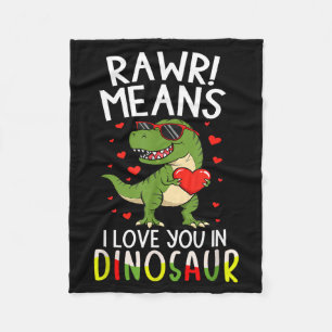 Rawr Means I Love You In Dinosaur Valentine’s Day Fleece Blanket