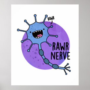 Rawr Nerve Funny Neuron Nerve Pun  Poster