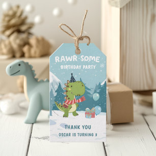 RAWR-Some Dinosaur Winter Birthday Gift Tags