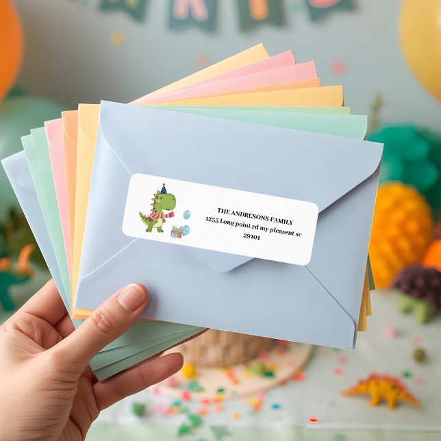 RAWR-Some Dinosaur Winter Birthday Return Address Label (Creator Uploaded)