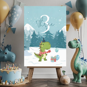RAWR-Some Dinosaur Winter Birthday Table Number