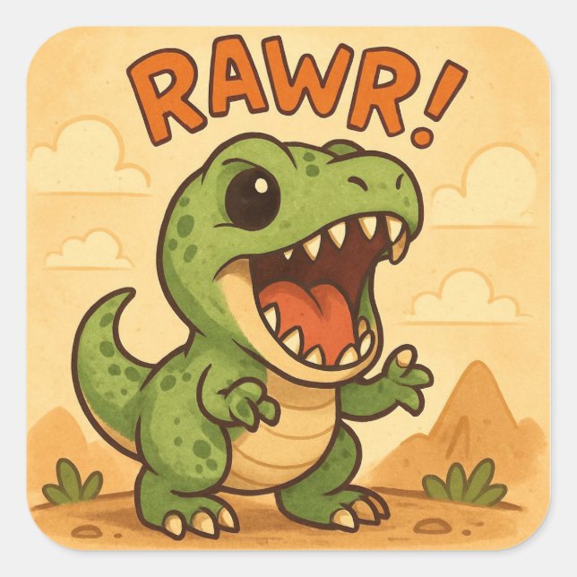 Rawr Square Sticker (Front)