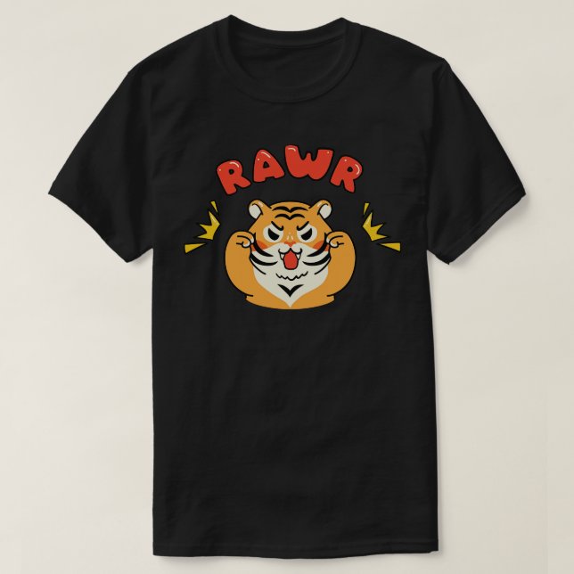 Rawr Tiger Kawaii T-Shirt (Design Front)