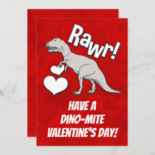 Rawr Tyrannosaurus T Rex Valentine's Day Kids Boys Invitation