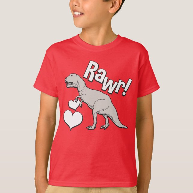 Rawr Tyrannosaurus T Rex Valentine's Day Kids Boys T-Shirt (Front)