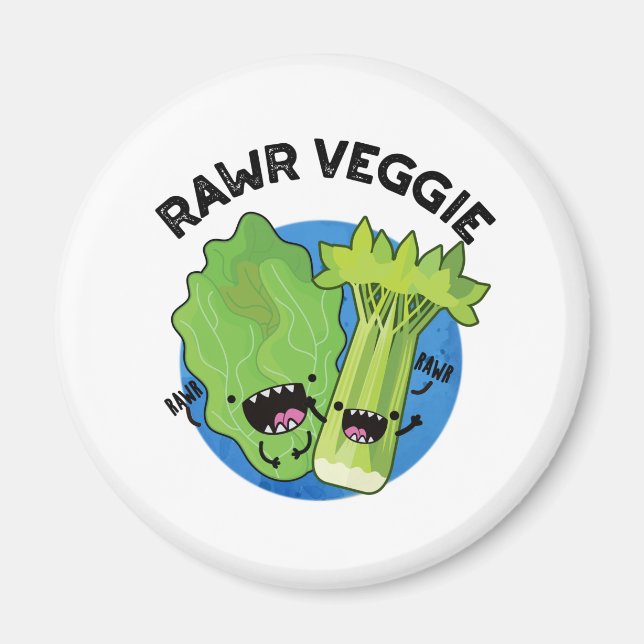 Rawr Veggie Cute Food Pun Magnet (Front)