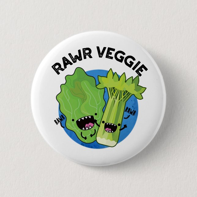 Rawr Veggie Funny Food Pun 6 Cm Round Badge (Front)