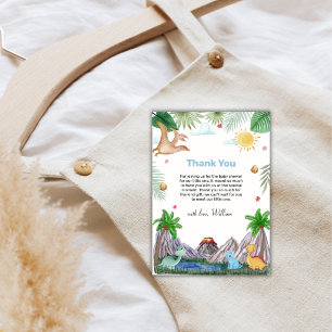Rawr Volcano Mountain Forest Dinosaur Baby Shower Thank You Card