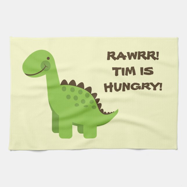 Rawrr! Hungry Dinosaur! Tea Towel (Horizontal)