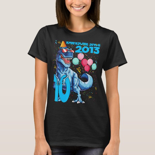 Rawrsome Since 2013 10th Birthday Dinosaur Rex  Bo T-Shirt (Front)