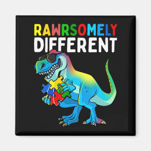 Rawrsomely Different Dinosaur Autism Awareness Puz Magnet
