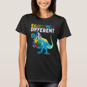 Rawrsomely Different Dinosaur Autism Awareness Puz T-Shirt