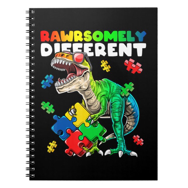 Rawrsomely different dinosaur autism awareness top notebook (Front)