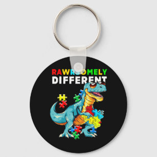 Rawrsomely Different shirt Dinosaur Dino Autism Aw Key Ring