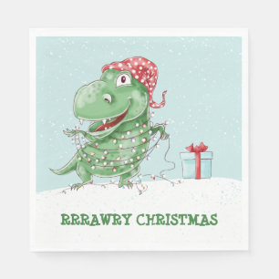 Rawry Christmas Dinosaur Napkin