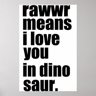 rawwr means i love you in dinosaur poster
