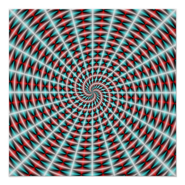 Ray and Spiral Weave in Blue and Red Poster (Front)