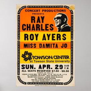 Ray Charles / Roy Ayers Vintage Concert Poster