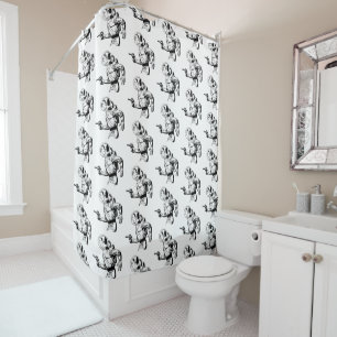 Ray Gun Man - Retro Sci-Fi  Shower Curtain