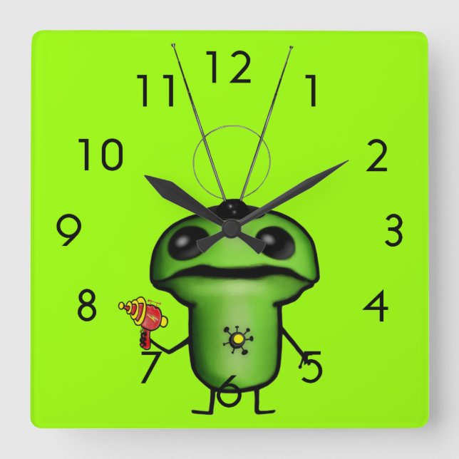 Ray Gun Roy Square Wall Clock (Front)
