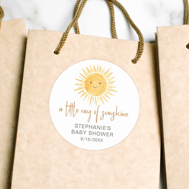  Ray Of Sunshine Baby Shower Classic Round Sticker (Creator Uploaded)