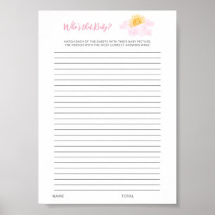 Ray Of Sunshine Baby Shower Game Poster