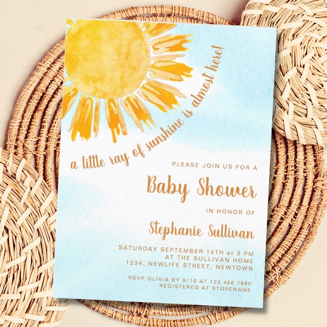 Ray of Sunshine Baby Shower Invitation Postcard (Creator Uploaded)