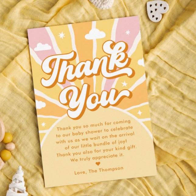 Ray of Sunshine Baby Shower Thank You Card (Creator Uploaded)